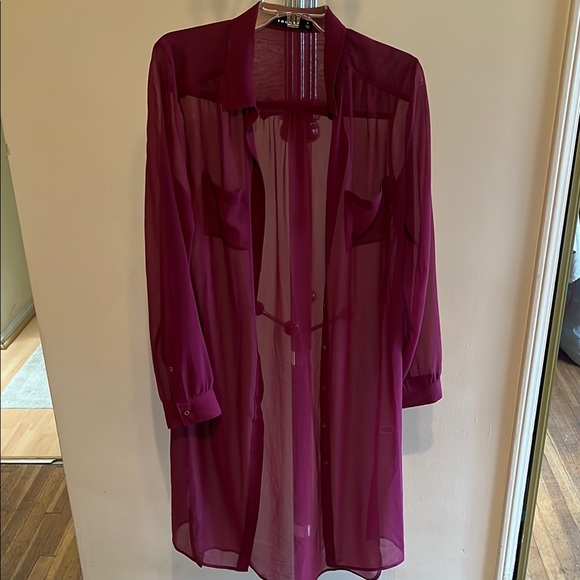 Trouve Vibrant Magenta Sheer blouse - Picture 1 of 3